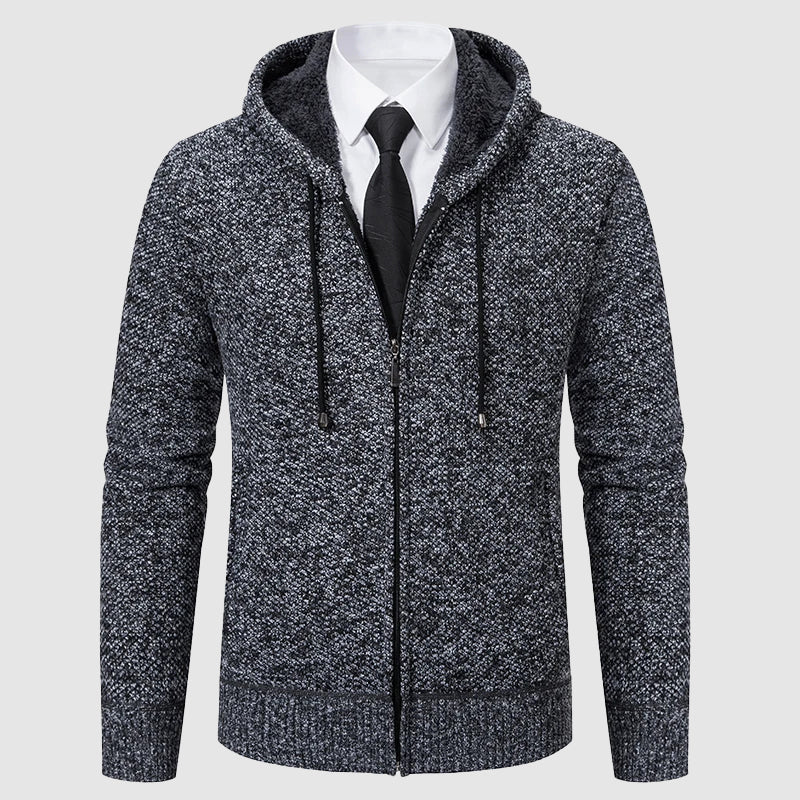 Women's muted tone knit cardigan cotton blend fleece-lined cozy winter everyday style