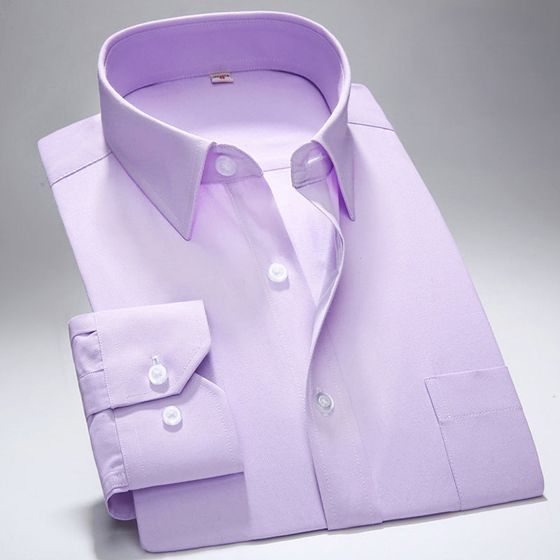 Men's white regular fit Oxford dress shirt with turn-down collar and button-up front