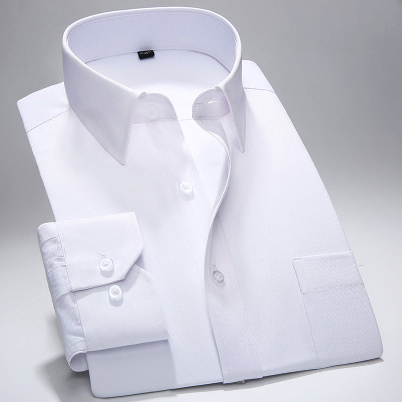Men's white Oxford regular fit formal shirt with classic turn-down collar and button-up front