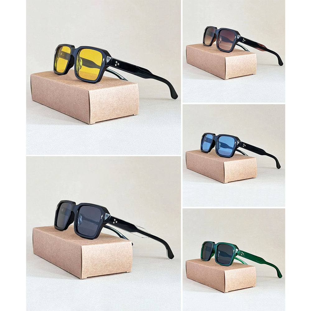 Square sunglasses UV400 TAC lenses polycarbonate frame vintage-inspired unisex fashion eyewear