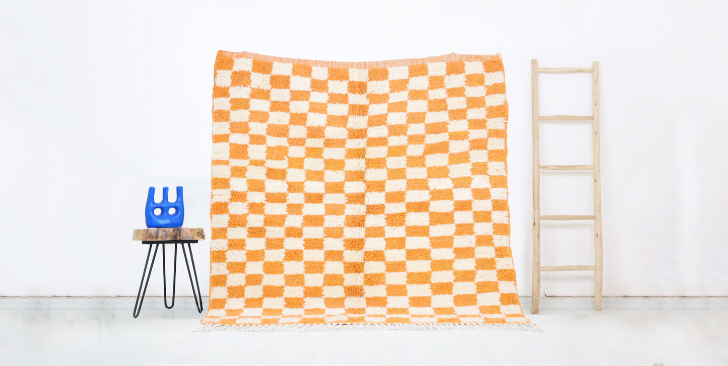Tiziri  Moroccan Checkered Rug 5'0" x 5'0" - Urbann-Vibe