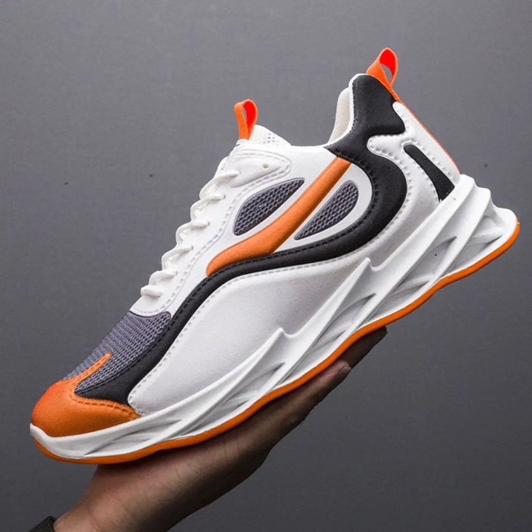 Men's lightweight mesh performance sneakers with sculpted sole and reinforced heel in bold street-ready style
