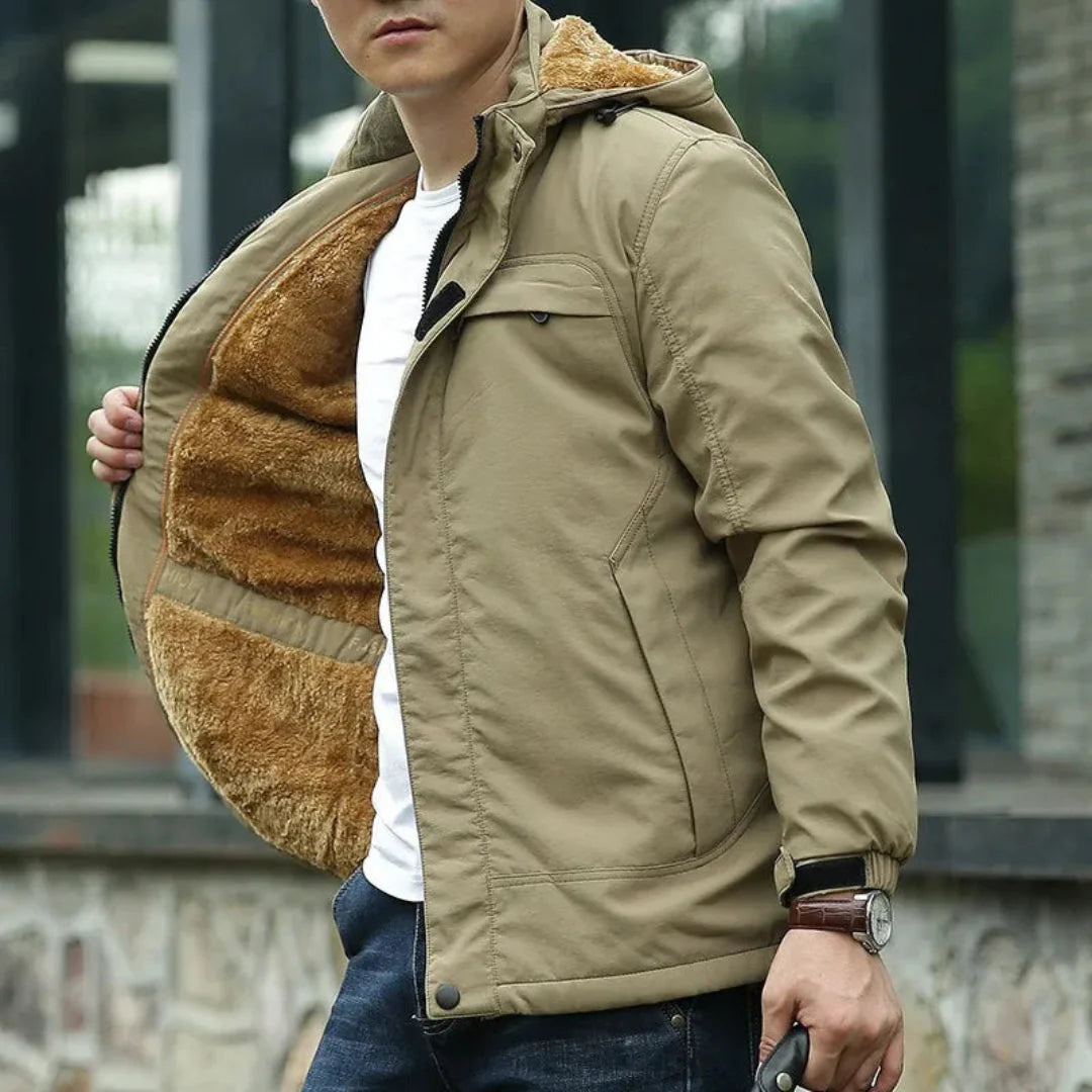 Tobias waterproof fleece-lined winter jacket with plush thermal insulation, casual fit for outdoor cold weather