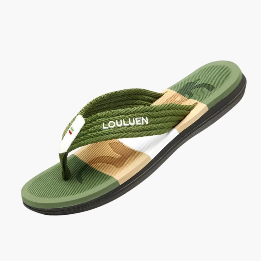 Men's braided strap flip flops with textured insole, flexible outsole, casual slip-on beach sandals