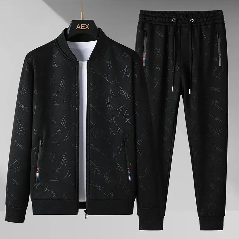 Vittorio slim fit bomber tracksuit set in premium textured fabric with tailored joggers for men