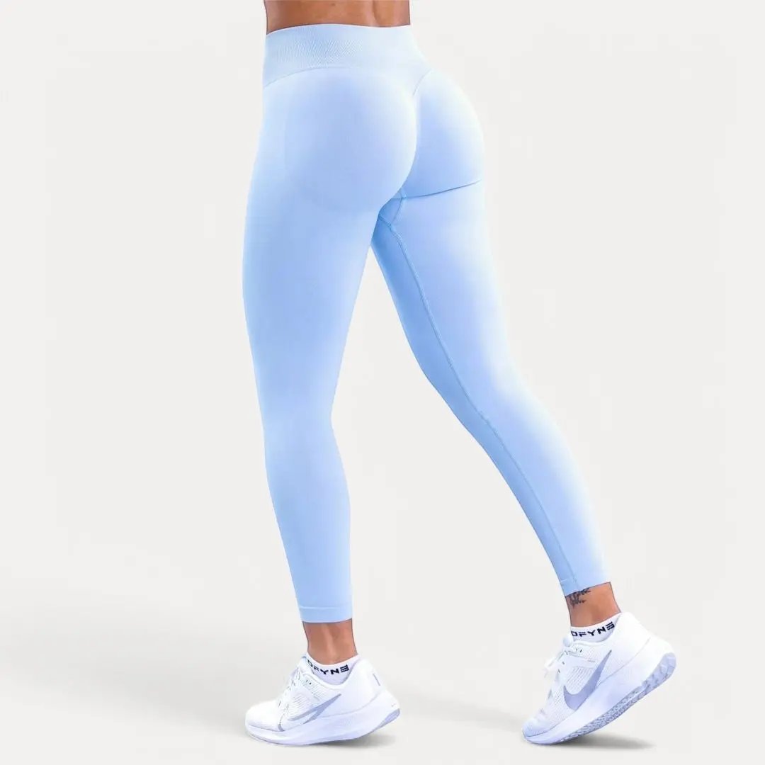 Women's black high-waist compression leggings with butt lift scrunch seamless sculpting fit
