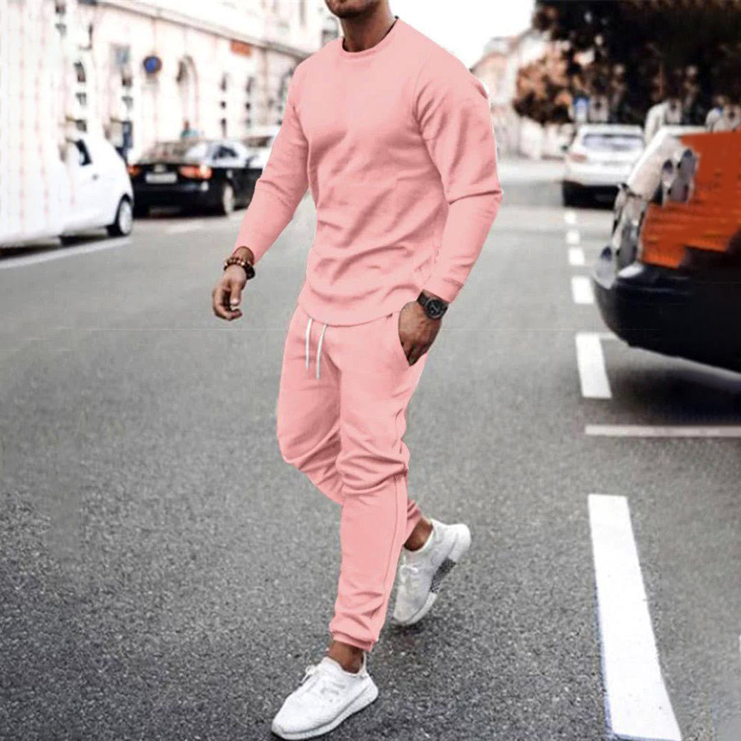 Men's slim fit training tracksuit set cotton blend two-piece street-ready activewear