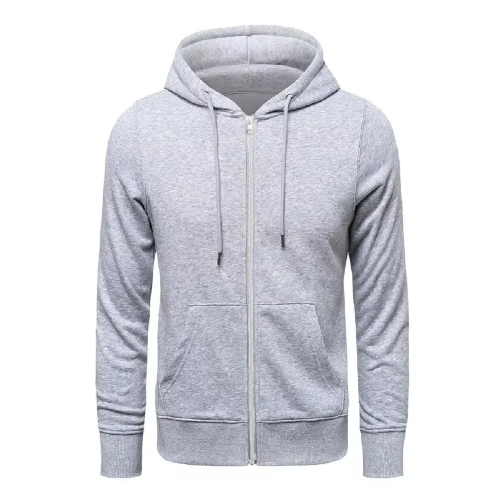 Men's retro Harajuku zip-up hoodie streetwear casual sweatshirt with full front zipper closure