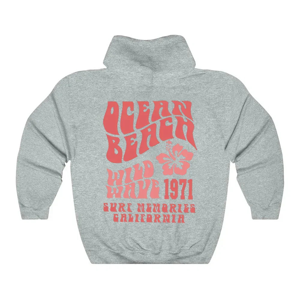 Unisex oversized hoodie multicolor ocean beach graphic print soft cotton relaxed fit casual streetwear