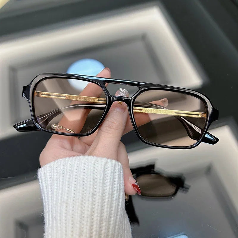 Bold rectangular acetate sunglasses retro-modern style with angular frame for everyday edge