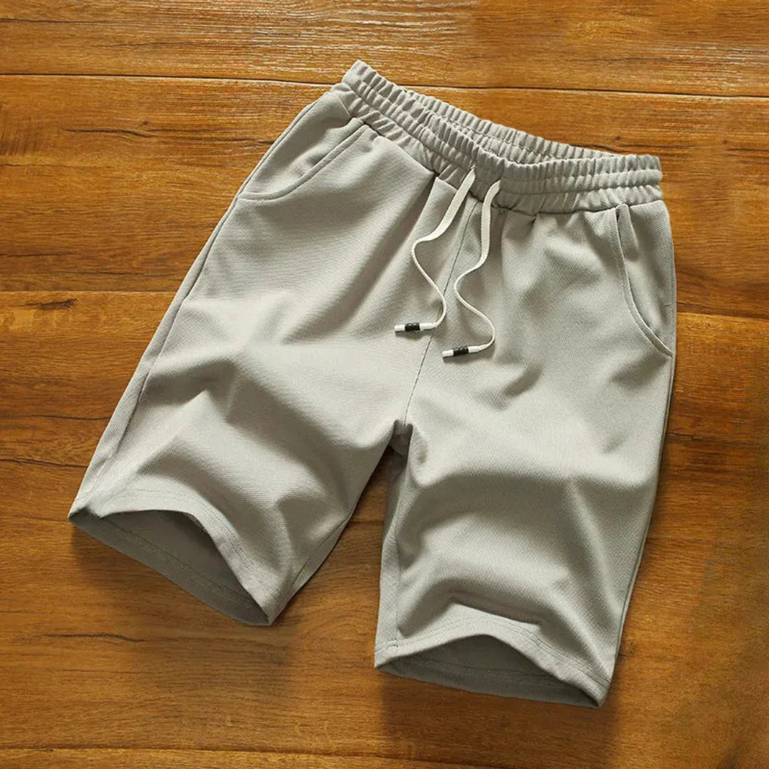Men's lightweight navy blue drawstring shorts breathable polyester elastic waistband casual summer fit