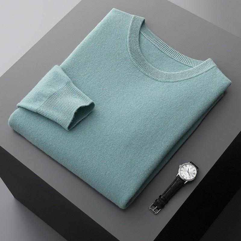 George men's classic crew neck soft knit sweater in neutral tone, relaxed fit for layering