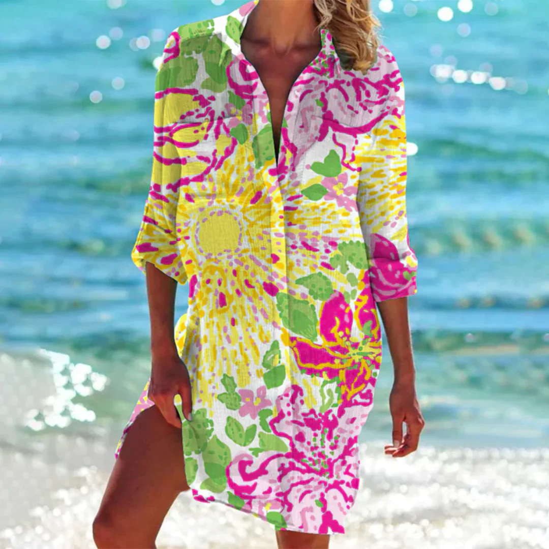 Women's bright Catherine shirt dress A-line silhouette lightweight feminine summer one-piece style