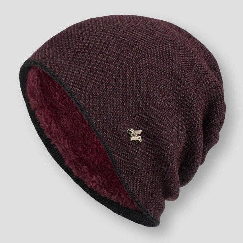 Men's winter knitted wool beanie hat warm cozy everyday non-slip secure fit cold weather staple