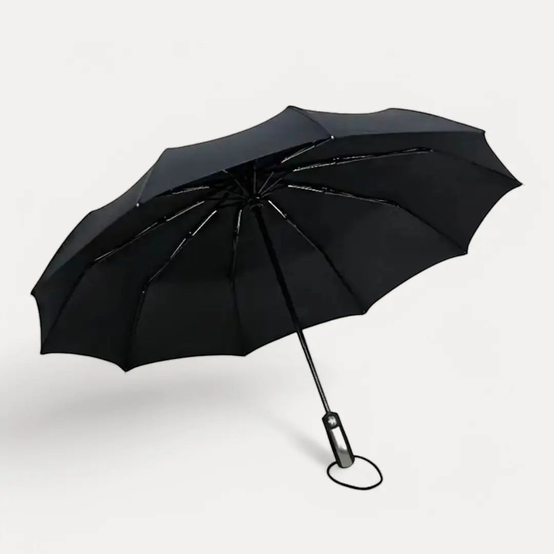 UltraShield black windproof auto-fold compact umbrella with reinforced frame for professionals