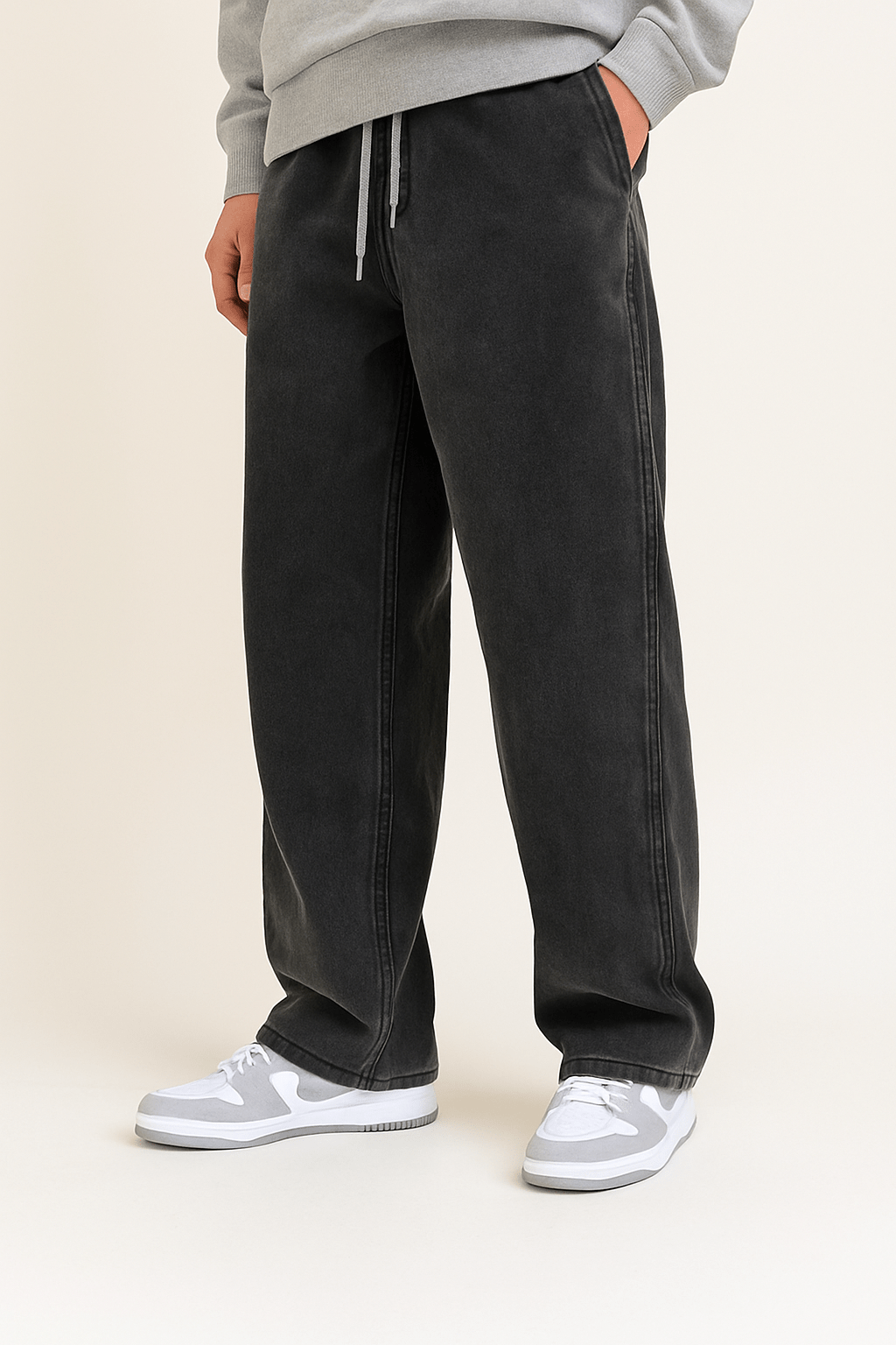 Light-washed ultra wide leg jeans with airy retro streetwear cut and subtle faded finish