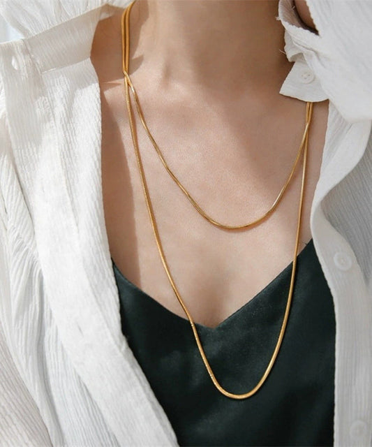 Collier pull double couche unique en acier inoxydable doré - Urbann-Vibe