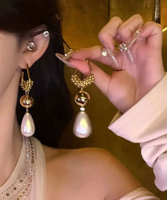 Boucles d'oreilles pendantes uniques en argent sterling et or avec pampilles et perles - Urbann-Vibe