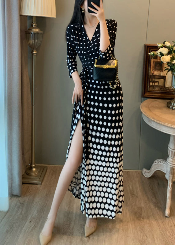 Robe de soirée noire unique à dégradé et ouverture latérale à la taille - Urbann-Vibe