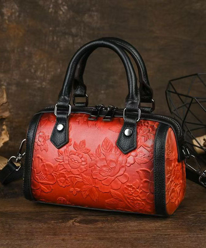 Sac fourre-tout unique en cuir de veau gaufré rouge - Urbann-Vibe