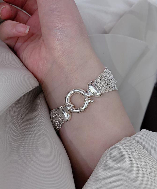 Bracelet chaîne unique en argent 925 et soie - Urbann-Vibe
