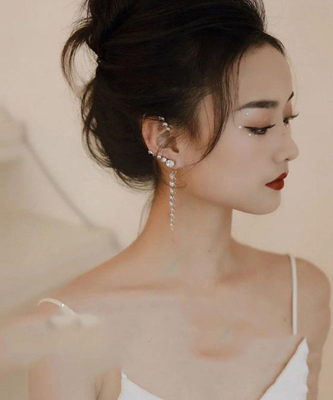 Boucles d'oreilles pendantes uniques en argent sterling et zircon - Urbann-Vibe