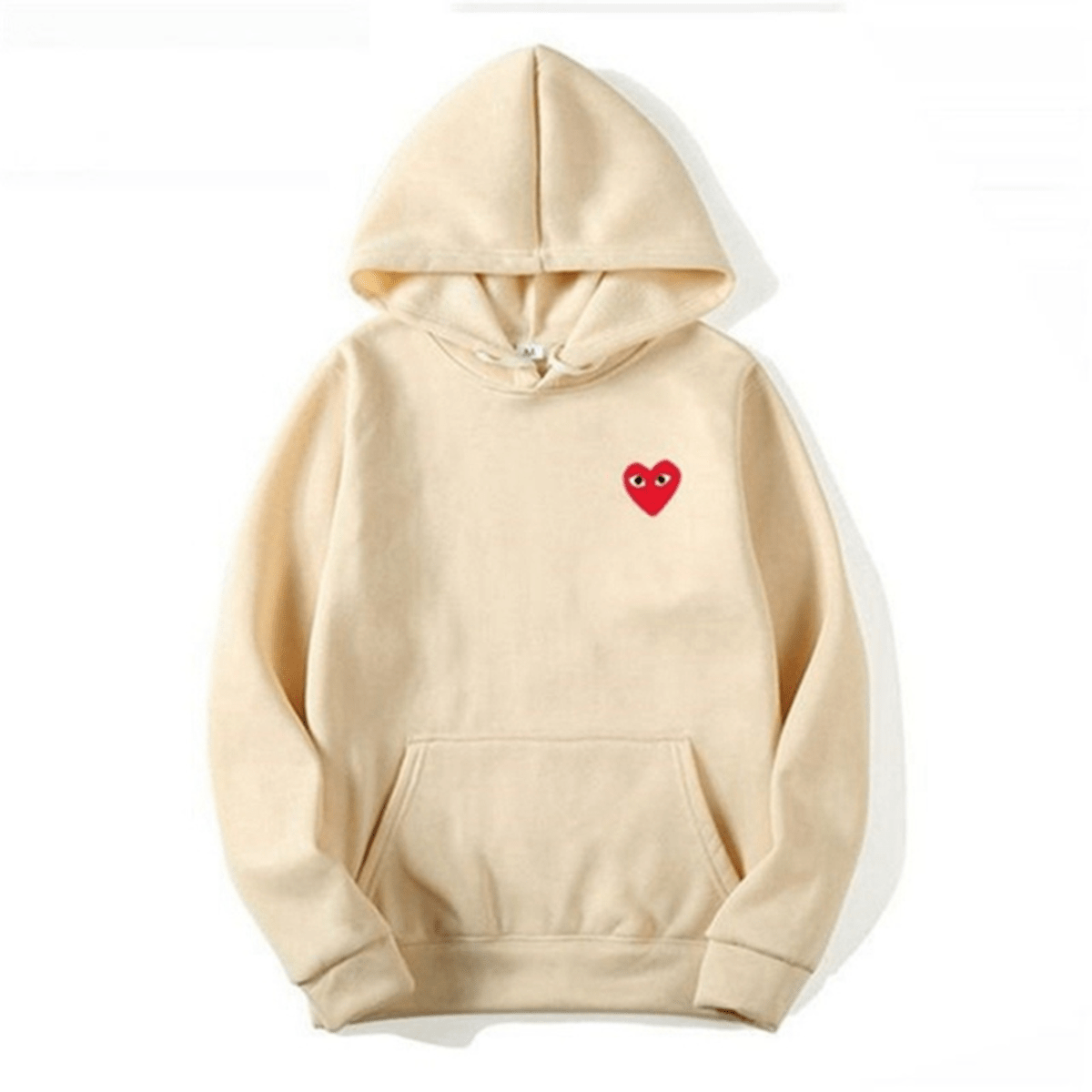 Women's relaxed pullover hoodie with embroidered heart chest detail for cozy everyday style