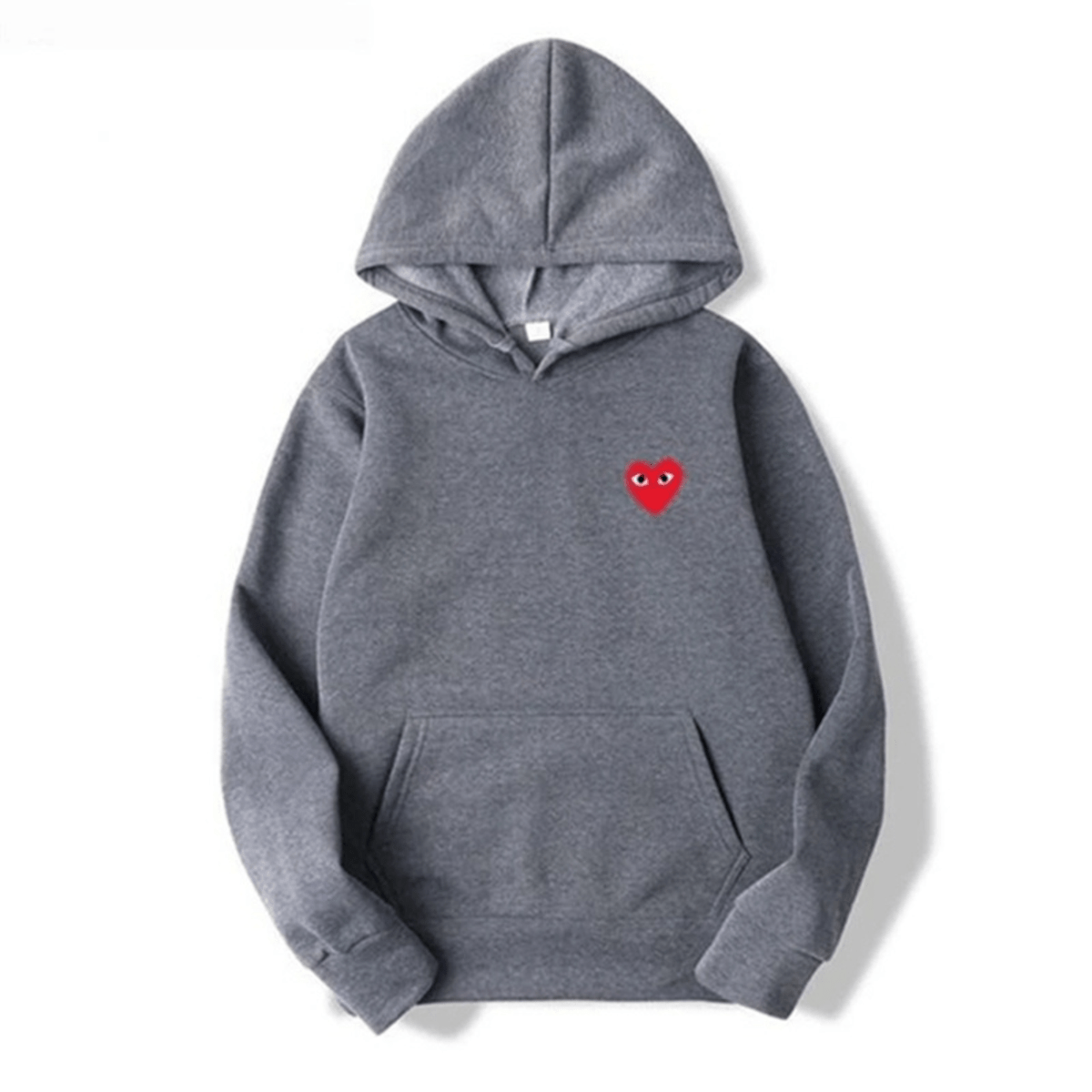 Women's relaxed pullover hoodie with cozy fit and embroidered heart chest detail