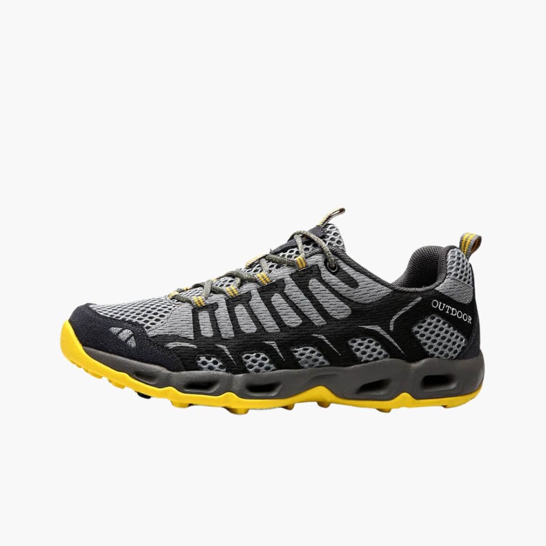 Unisex hiking shoes lace-up all terrain with paneled upper and textured outsole for trail comfort