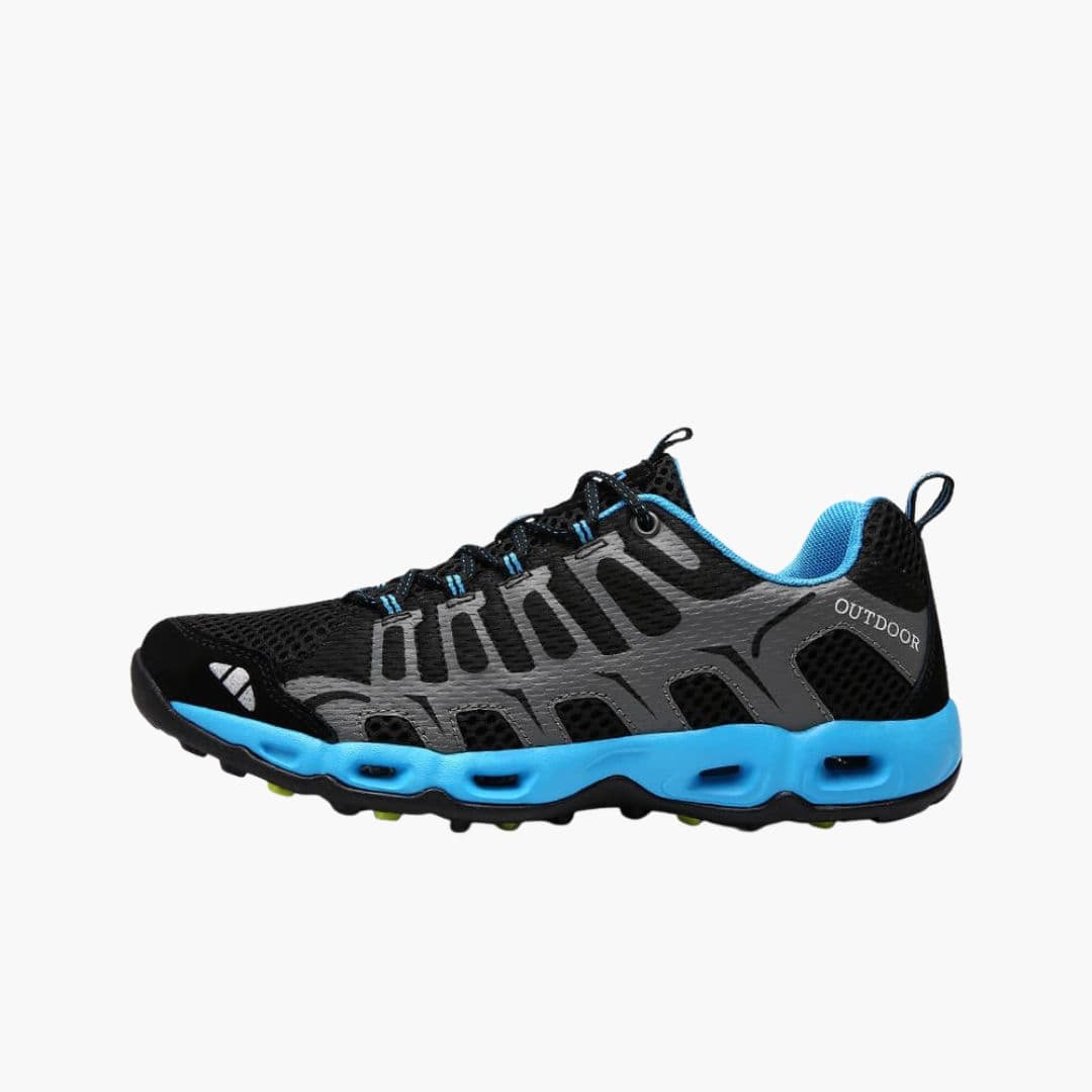 Unisex lace-up hiking shoes with paneled upper, textured outsole, all-terrain grip and trail comfort