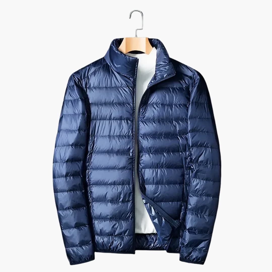 Unisex quilted jacket stand collar full-zip streamlined silhouette all-weather everyday layering