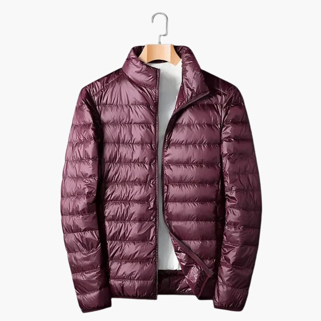 Unisex quilted jacket stand collar full-zip streamlined silhouette all-weather lightweight layering