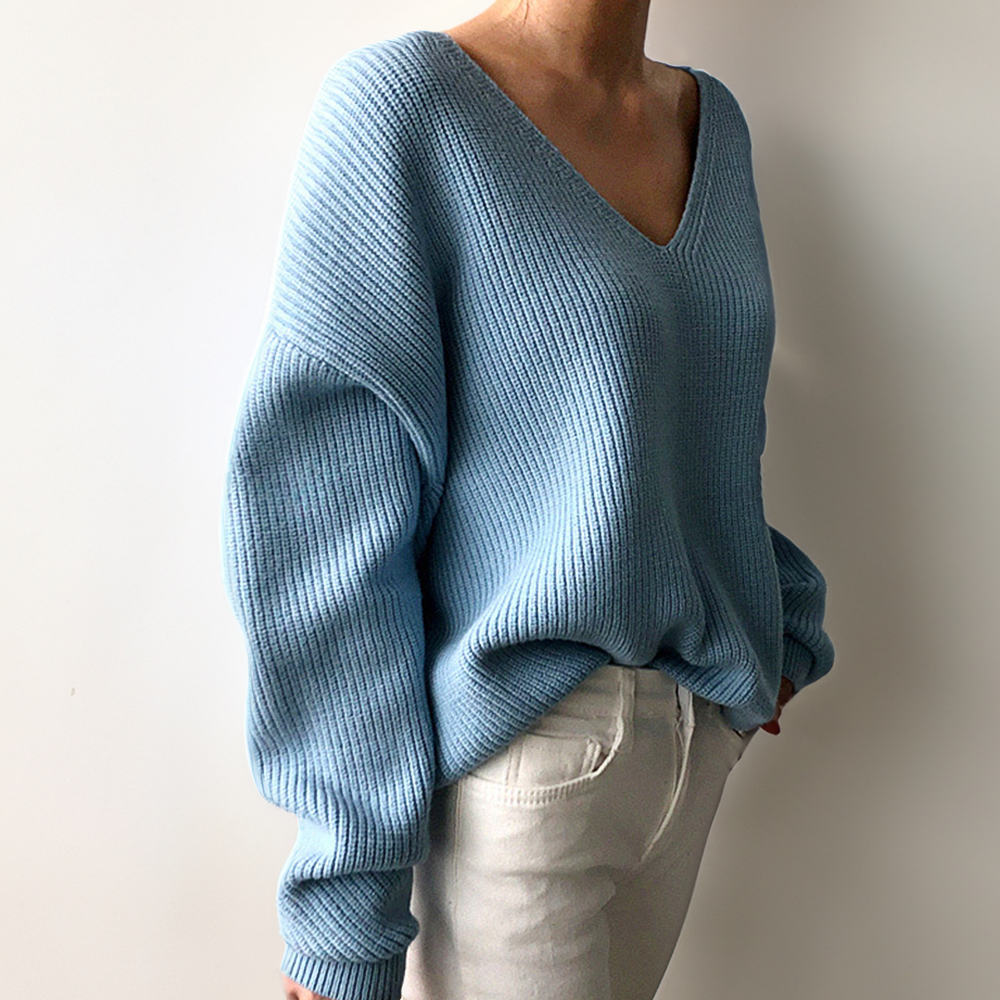 Flora women's cozy knit sweater relaxed loose fit soft breathable fabric everyday office essential