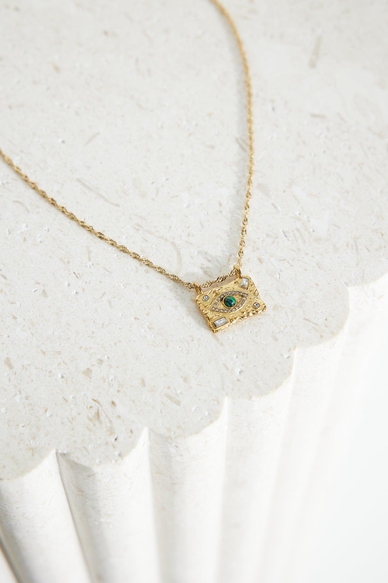 18k Gold Plated Unique Gem Necklace Gold - Urbann-Vibe