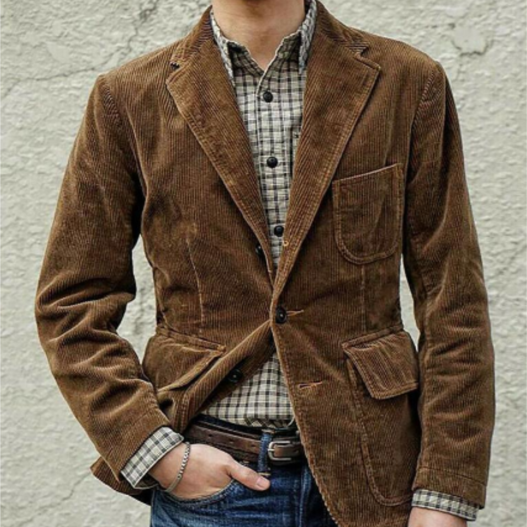 Men's structured casual blazer jacket with button closure, tailored fit for versatile everyday wear