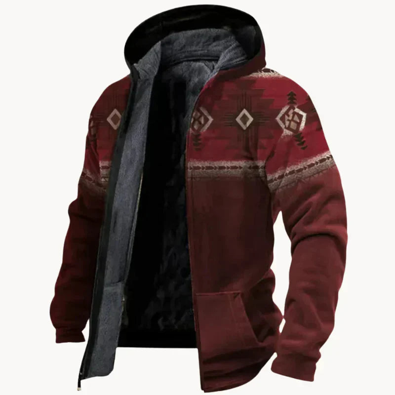 Men's vintage fleece jacket warm soft lining retro classic casual eco-friendly style