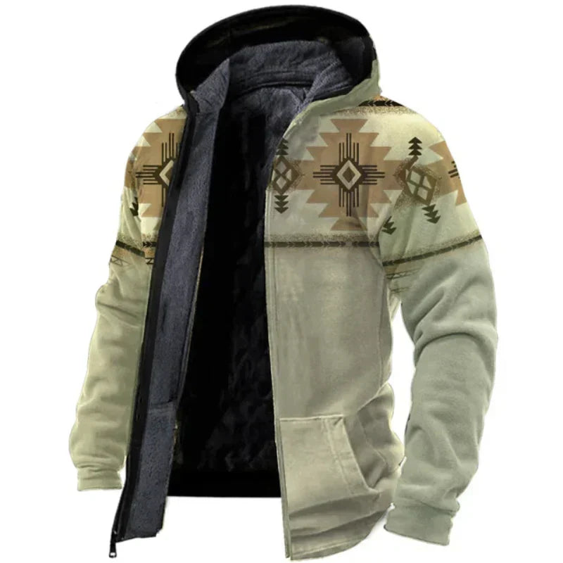 Men's vintage fleece jacket warm soft lining retro classic casual eco-friendly outerwear