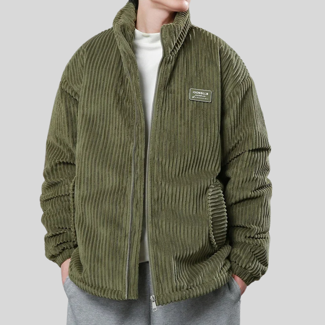Men's brown corduroy jacket Rocky slim silhouette with durable texture for versatile everyday wear