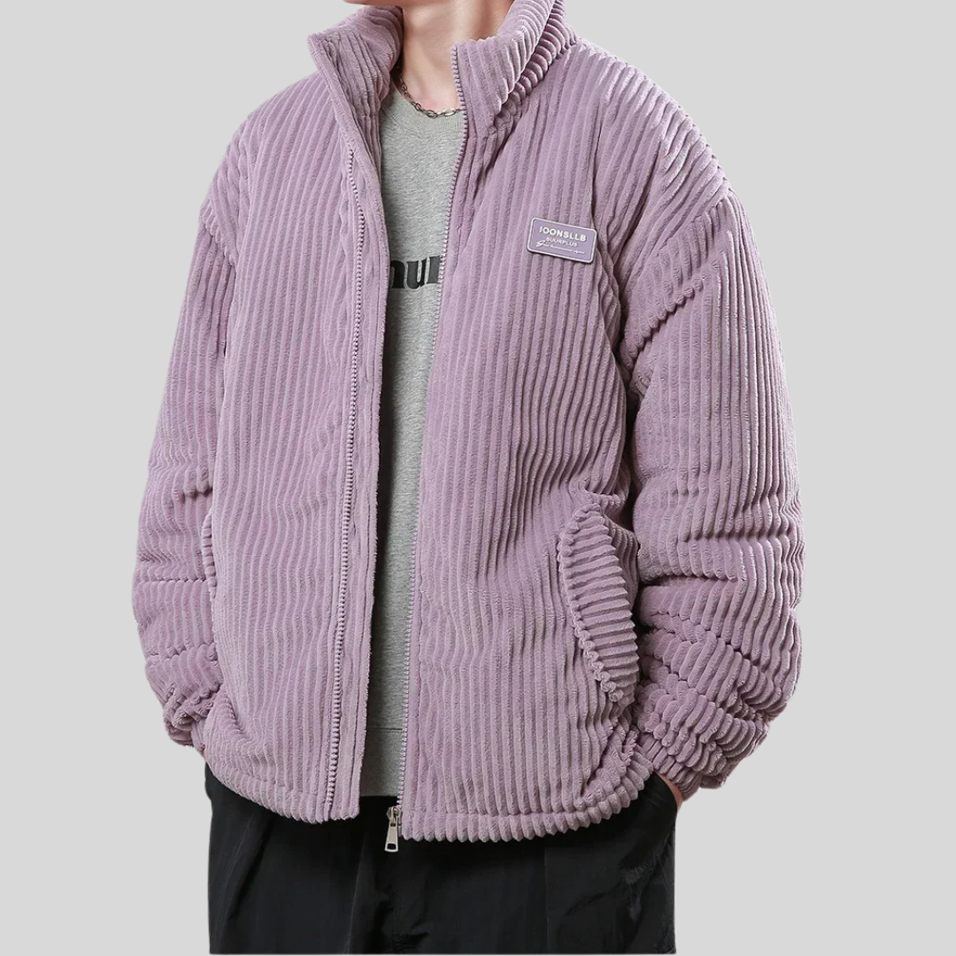 Men's brown corduroy jacket modern slim silhouette with durable all-day comfort for versatile wear