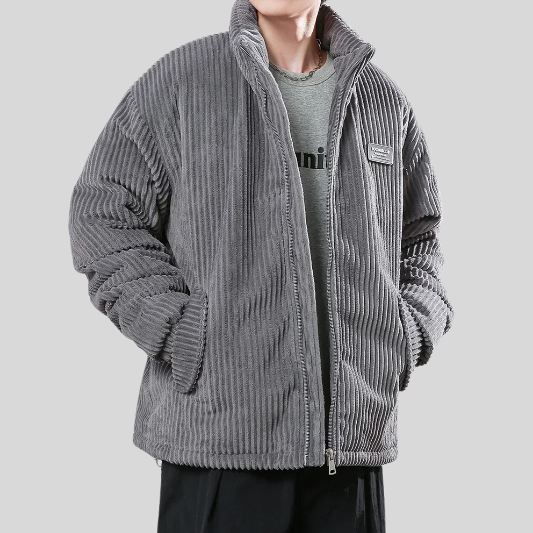 Men's rocky brown corduroy jacket modern slim silhouette durable everyday casual wear