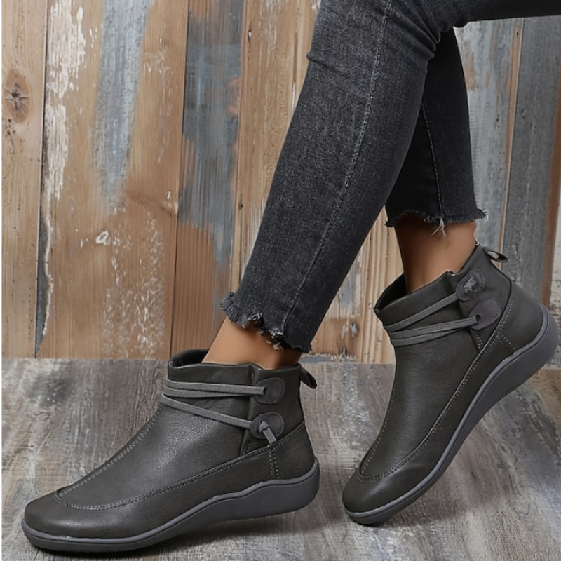 Women's waterproof ankle boots with adjustable straps, orthopedic sole, all-weather casual style