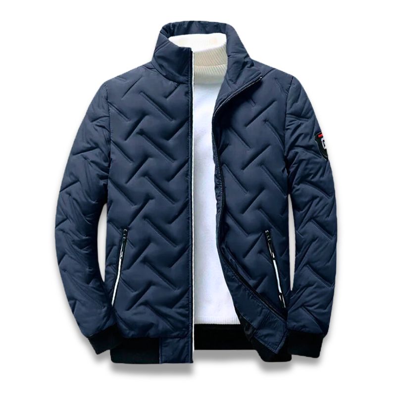 Men's quilted jacket lightweight comfort fit versatile outerwear with distinctive textured silhouette