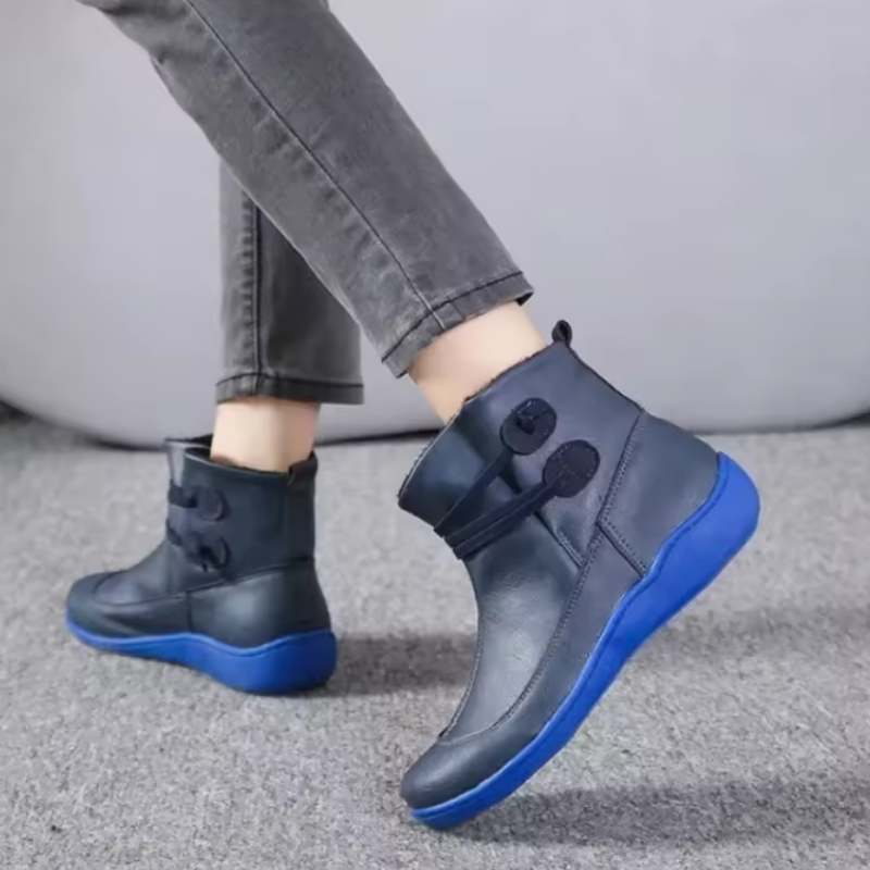 Women's waterproof ankle boots with adjustable straps, orthopedic sole, all-weather casual style