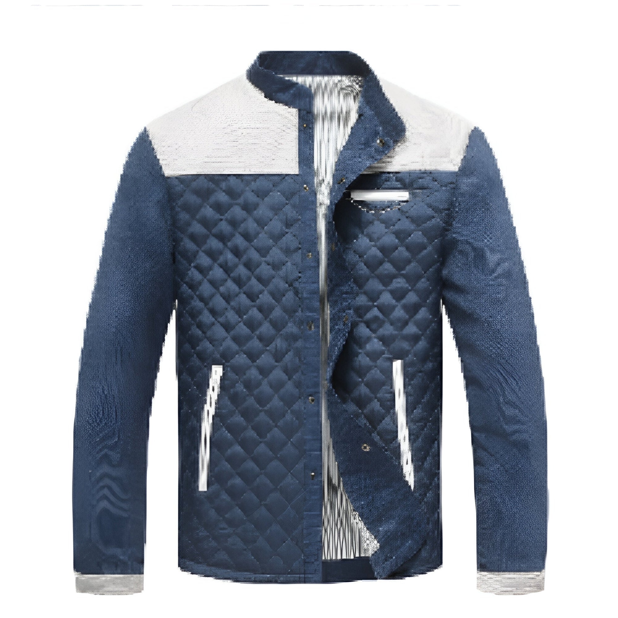 Men's winter down puffer jacket stand-up collar button front quilted casual everyday wear