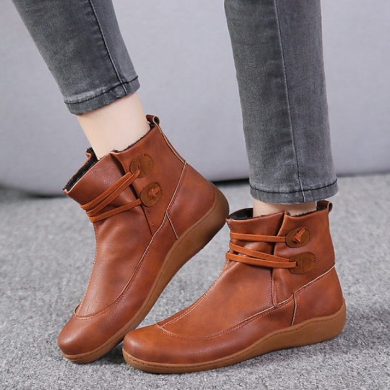 Women's waterproof ankle boots with adjustable straps, orthopedic sole, all-weather casual style