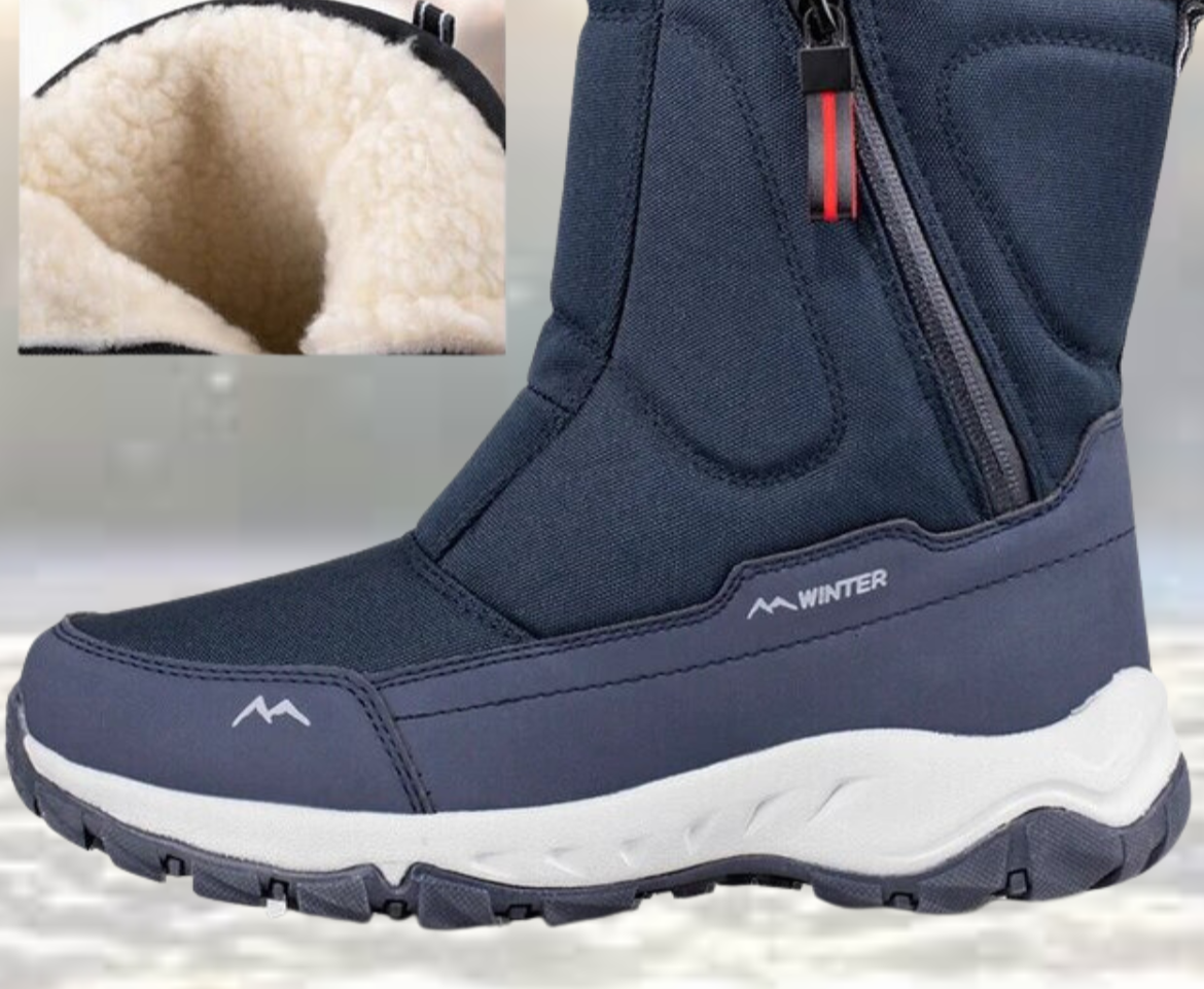 Men's waterproof insulated winter boots dark colorway non-slip rubber sole all-weather urban style