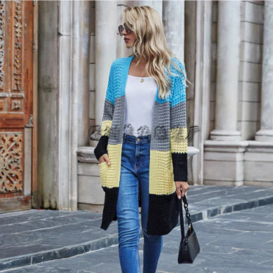 Women's elegant cardigan cozy layering piece chic everyday style durable easy care wardrobe essential