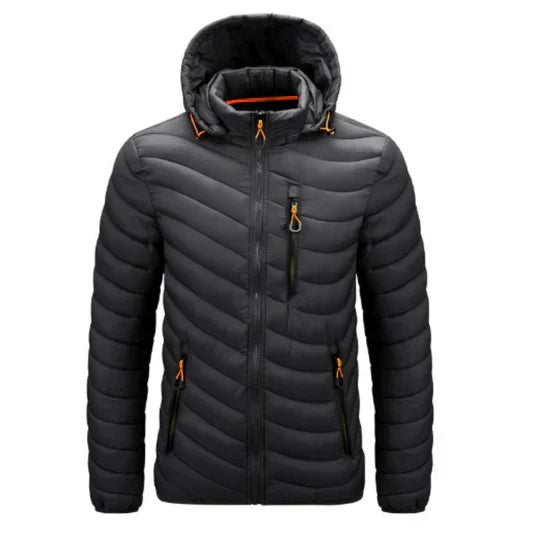 Demarcus men's black quilted jacket urban fit with distinctive stitching for stylish winter warmth
