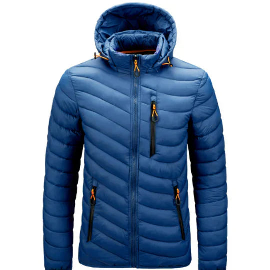 Demarcus men's black quilted jacket with distinctive stitching, warm urban winter outerwear