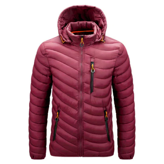 Demarcus men's black quilted jacket urban slim-fit with distinctive stitching for winter warmth